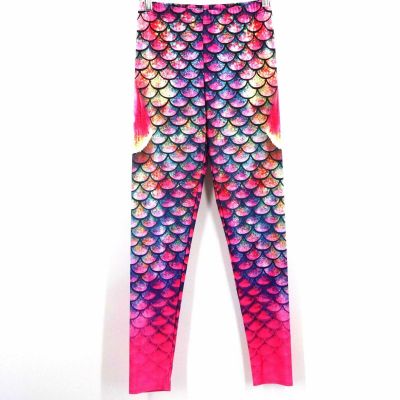 Pink Fish Scale Leggings Women 6 Skinny Comfort Leggings Stretch Pullon Bright